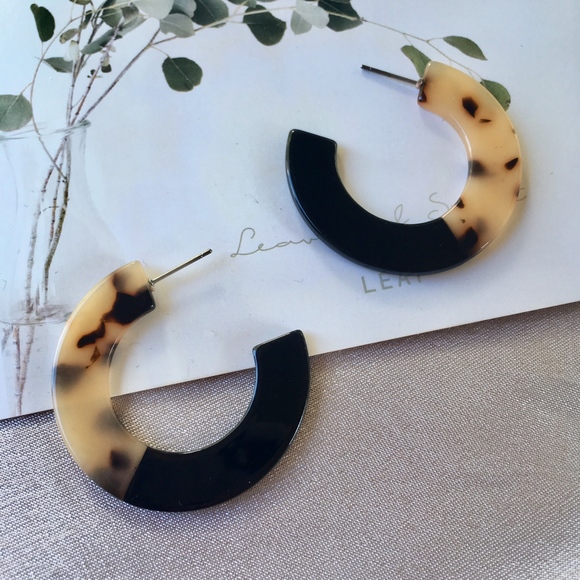Color Block Leopard Acrylic Tortoise Shell Earring - Picture 3 of 6